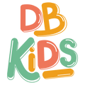 Logo des DBKids, écrit en relief et lettres colorées en rouge, orange et vert.