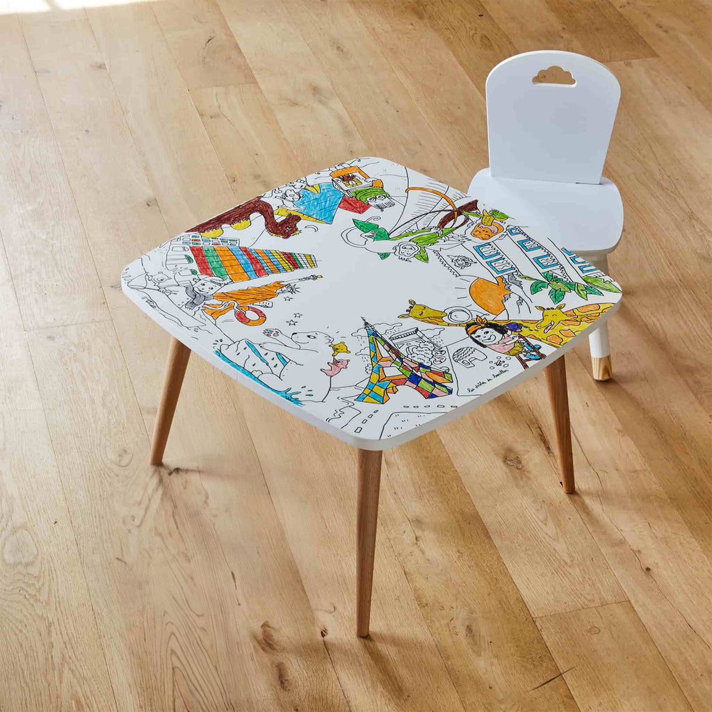 Coloritable sur le thème du voyage autour de l'Asie, l'Egypte, la France et l'Amérique