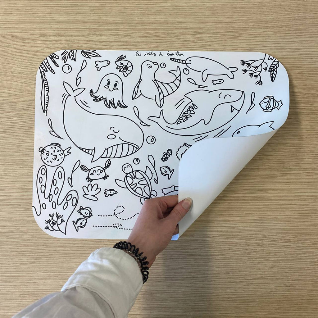 Set de table à colorier sur le thème de l'ocean (animaux marins)