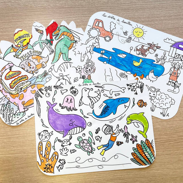 Les Drôles De Bouilles - Table à Colorier La Ferme Montessori + 2 Chaises + Feutres Effaçables