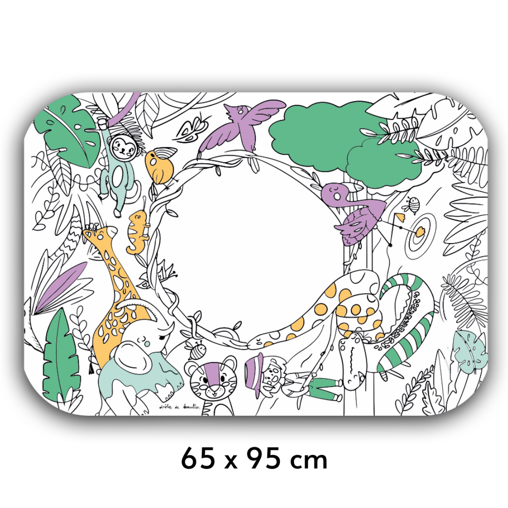 Coloriboard savane colorié, taille indiquée en dessous :  65 sur 95 centimètres