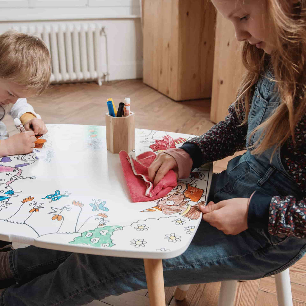 Wooden activity table for children to color and other coloring – Les ...